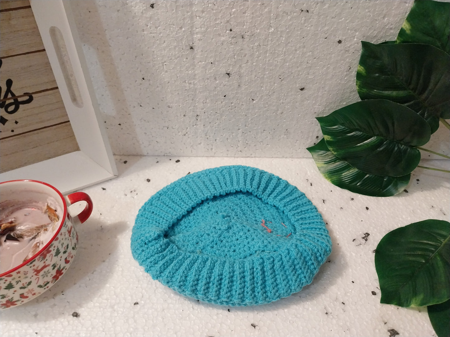 Béret fleur de fée - turquoise & magie florale