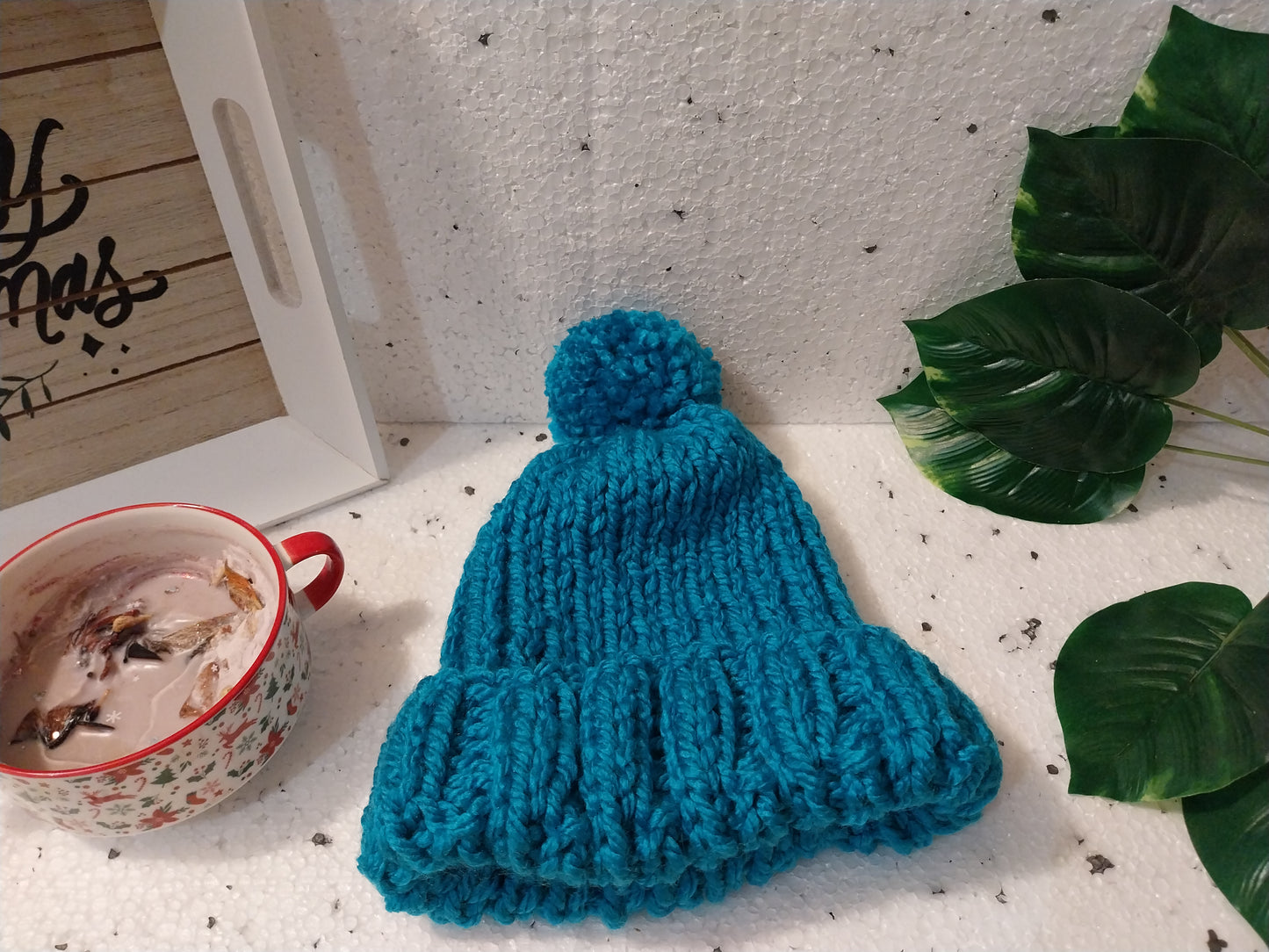 Bonnet enchanté bleu turquoise - Chaleur & magie d'hiver
