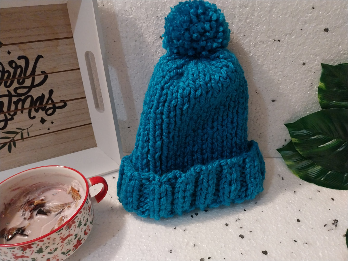 Bonnet enchanté bleu turquoise - Chaleur & magie d'hiver