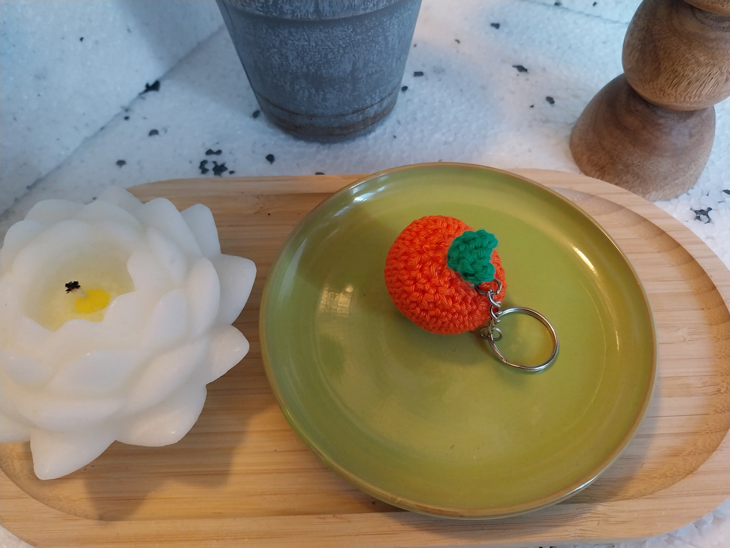 Porte-clés mandarine enchantée - création féerique au crochet