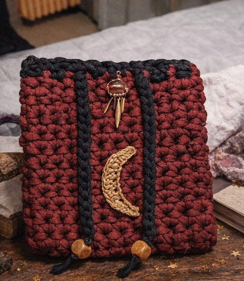 Housse de livre et liseuse fantasy au crochet "lune d'automne"
