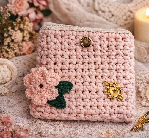 Housse de livre féerique "rosée des fées" - protection lecture crochet