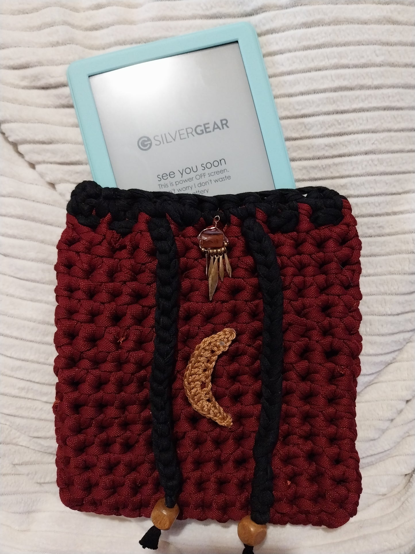 Housse de livre et liseuse fantasy au crochet "lune d'automne"