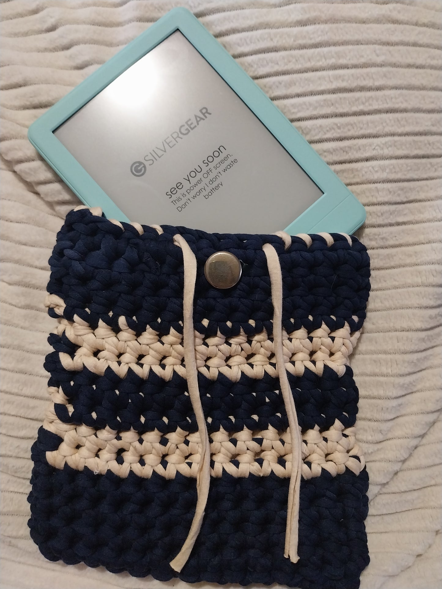 Housse de livre et liseuse océane au crochet - marée enchantée